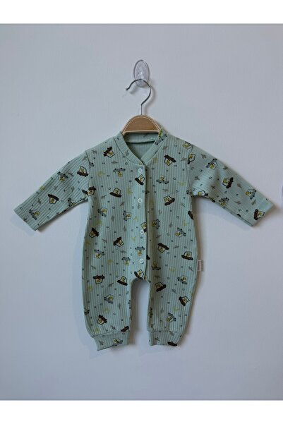 Mini Zürafalı Arabalı Manşetli Bebek Tulum