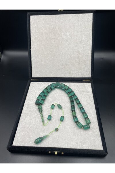 Usta Mehmet Toprak İmzalı Kuru Torna Ateş Kehribar Tespih – 11x8 mm