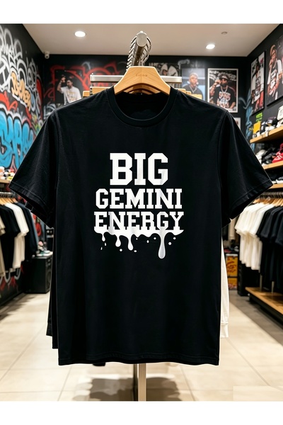 799 Men'S Large Gemini Energy Zodiac Graphic T-Shirt, Playful Astrology Summe...