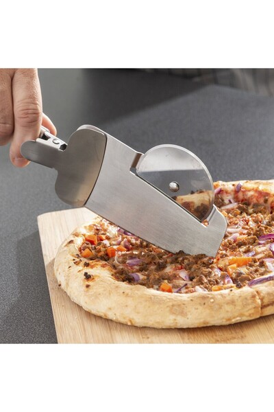 Ayawaska Feliator pizza 4 in 1 din otel inoxidabil, cu rola de taiere, lama z...