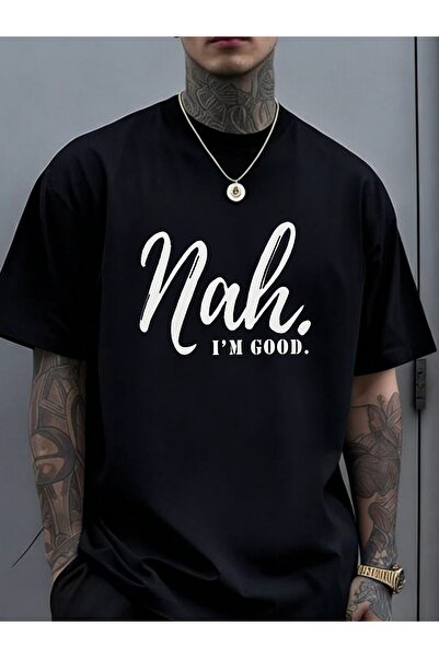 Astogria13 Men's Plus Size Big Tall Oversized TShirt with Nah I'm Good Print ...