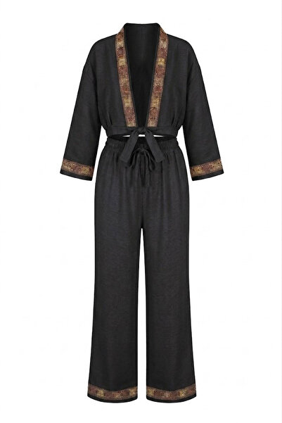 Noa&Noa Ethnic Patterned Striped Suit Black