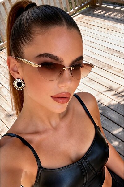 Zzla Elsimo Uv400 Protected Cat Eye Cut Glass Brown Women's Sunglasses