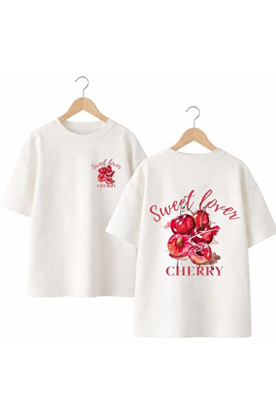 playwear Sweet Loves Cherry Printed Back and Front Chest 100% Cotton Oversize...
