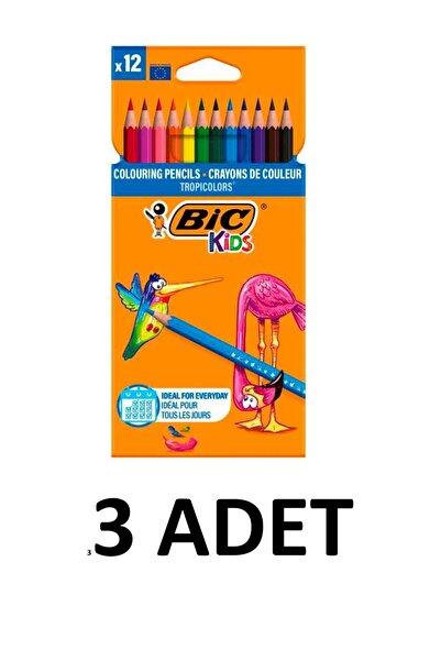 Bic 3 Pieces of Tropicolors Dry Crayons 12 Colors
