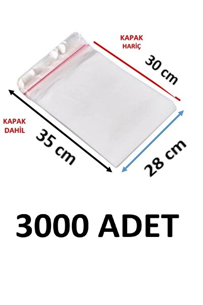 MTKardeşler 3000 Pieces 28X30+5 cm Adhesive Transparent Opp Bags Dowry Bags