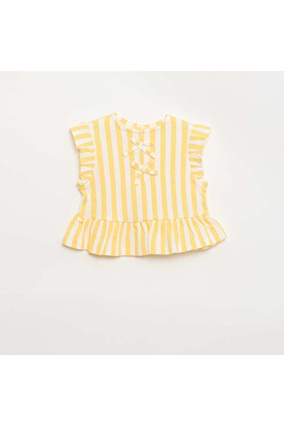 KIABI Printed T-shirt with Ruffles YELLOW