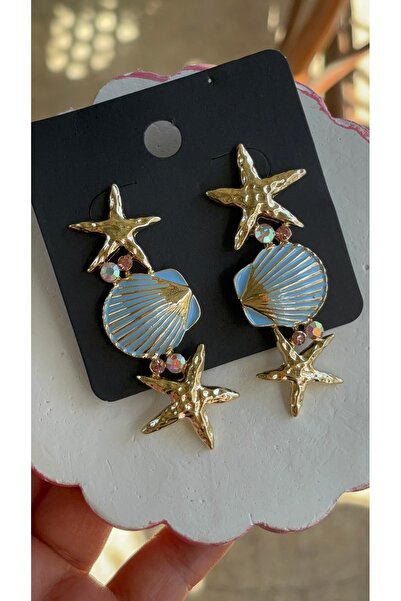 MODA Starfish & Blue Seashell Dangle Earrings Summer Season