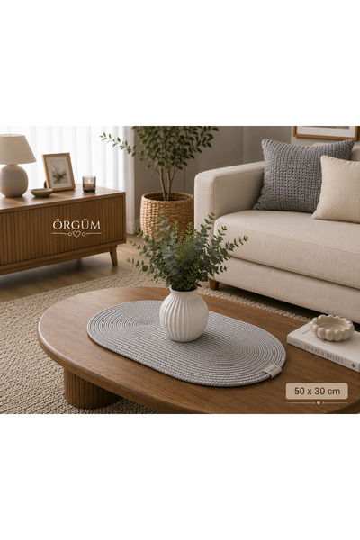 ÖRGÜM Wicker Look 50X30 cm Coffee Table Cover