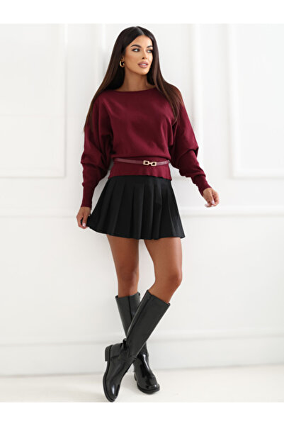 Italy Moda Pulover Dama Maneca lunga, Elegant, ITALY MODA, Bordo Eleganta Off...