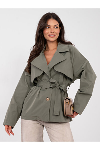 rue parıs Palton Dama, RUE PARIS, Poliester, Maneca lunga, Khaki, model IT-FL...