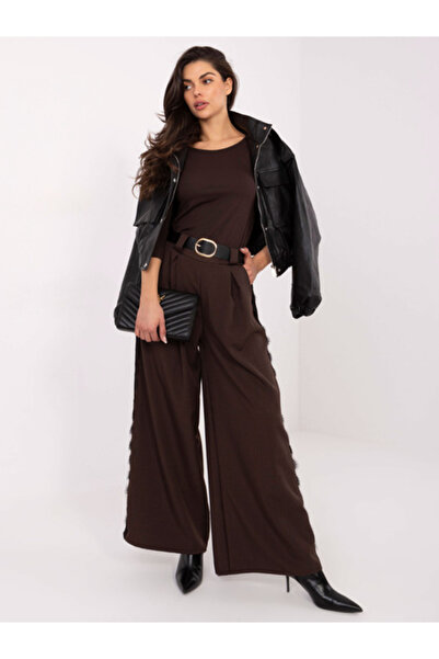 Italy Moda Women's Pants, ITALY MODA, Viscose, Elegant, Dark Brown, model MI-...