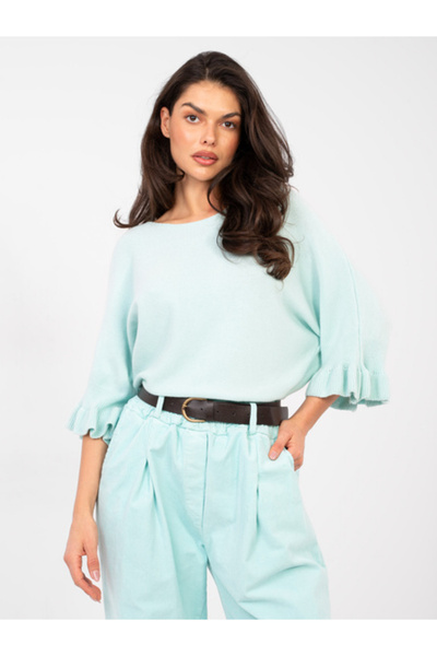 Italy Moda Pulover Dama Maneca 3/4, Elegant, ITALY MODA, Albastru Eleganta Of...