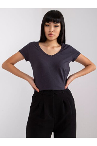 Basic Feel Good Tricou Dama Mini, Decolteu in V, BASIC FEEL GOOD, Grafit Casu...