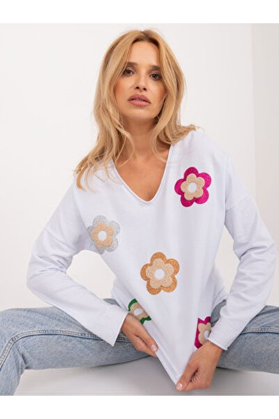 Italy Moda Bluza Dama Maneca lunga, Floral, ITALY MODA, Alb Casual Model DHJ-...