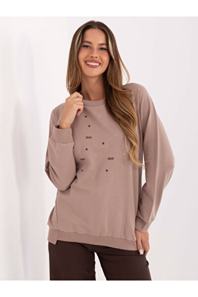 Relevance Bluza Dama, RELEVANCE, Bumbac, Maneca lunga, Bej inchis, model RV-B...