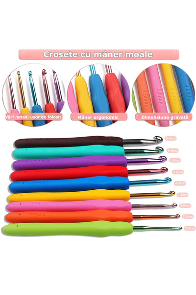 Simply Joy Set de croșetat, 59 de piese, kit de tricotat cu fire de croșetat, croșete, pentru croșetat și bricolaj, pentru începători și avansați, geantă de depozitare, pentru călătorii, adulți, copii, roz