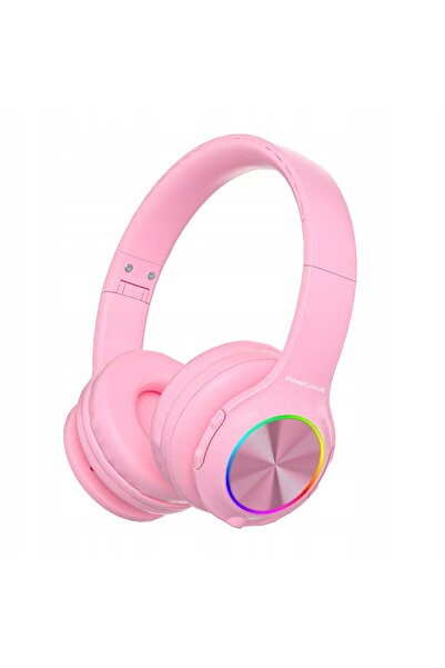 PowerLocus Căști wireless Bluetooth PLED roz pentru copii cu LED