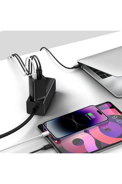 Baseus Încărcător de rețea GaN5 Pro 2xUSB-C USB-A 65W CCGP120201 Prelungitor