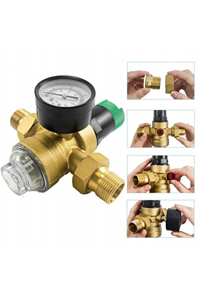innature REDUCTOR DE PRESIUNE A APEI DIN ALAMĂ 1 DN25 CU FILTRU ȘI MANOMETRU 3/4