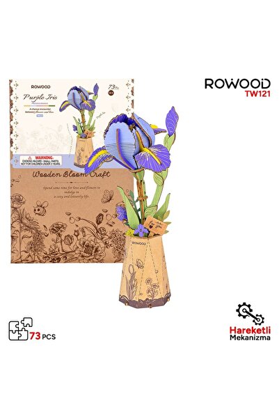 ROWOOD TW121 Süsen Çiçeği Purple Iris DIY Minyatür Maket Model Seti Ahşap 3D Wooden Puzzle Model Kit