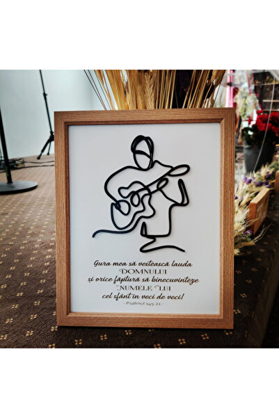 CREATIVITATEPLUS Tablou din MDF Chitarist, mesaj religios, 30x20cm