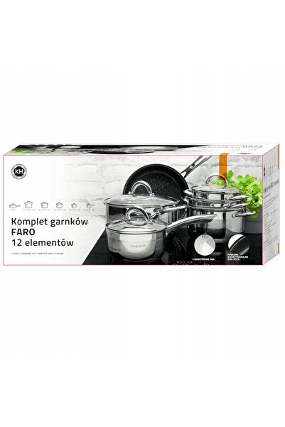 Konighoffer Set de vase de gătit: oală, tigaie, capac, compatibil cu inducție...