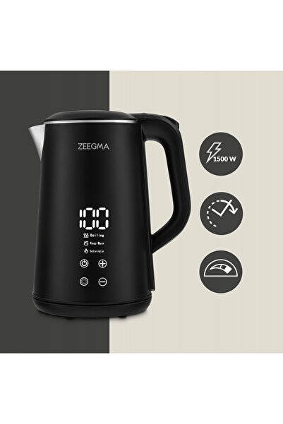 Zeegma Fierbător electric Ketlee Control 1500W 1,6L Panou tactil Negru