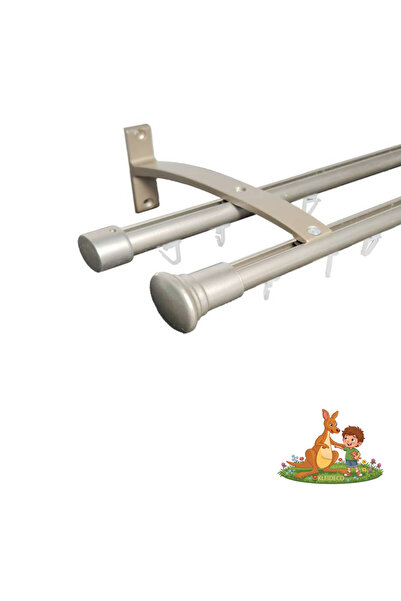 KLEIDECO Double curtain rail IBIZA, Metal, Diameter 19 mm, MELBOURNE ends, 34...