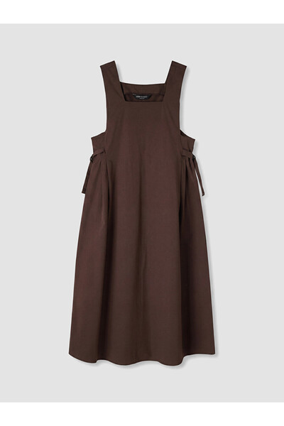 LC Waikiki Lcw Modest Brown Square Neck Gabardine Gilet Dress