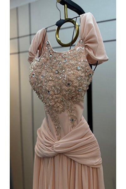 NUHAIRa Handmade beaded embroidery chiffon evening dress