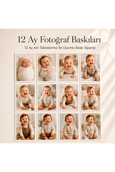İKANWOODS 12 Ay Bebek Fotoğraf Baskısı 12’li Set Yüksek Çözünürlüklü 1 Yaş An...
