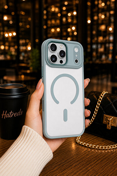 Hatreds iPhone 17 Pro Max Uyumlu MagSafe Silikon Kılıf Gri