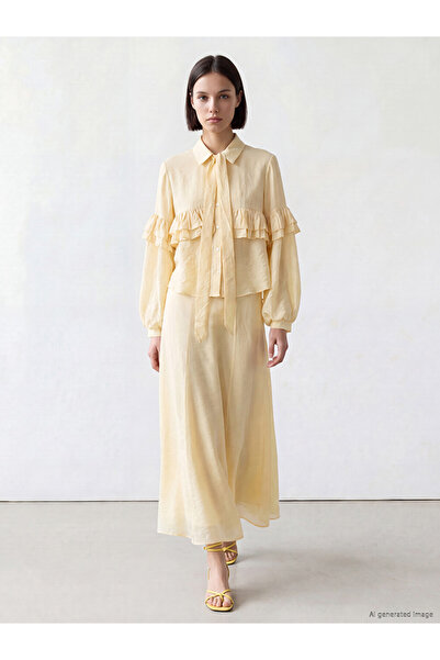 LC Waikiki Lcw Modest Yellow Elastic Waist Flared Tulle Skirt