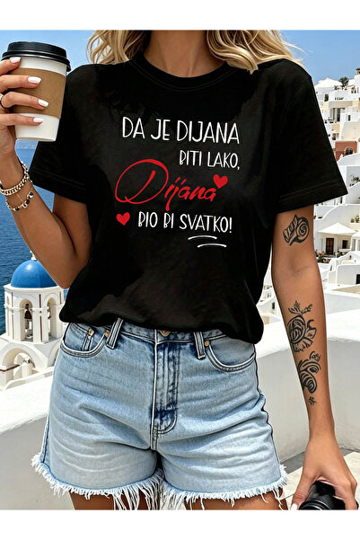 45 BPM If Being Was Easy, Everyone Would Be Dijana Letter Print T-Shirt, Shor...