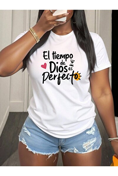 Astogria13 Crewneck T-Shirt with El Tiempo De Dios Es Perfecto Print, Comfort...