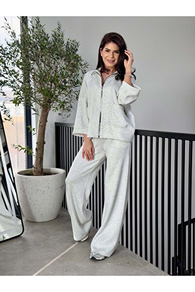RAMONA BADESCU EXCLUSIVE Σετ Τοπ και Παντελόνι Τζίντζερ - Περλέ Γκριζέ