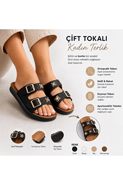 KANTEX Women's Daily Orthopedic Anatomical Sole Comfort Model Double Buckle C...