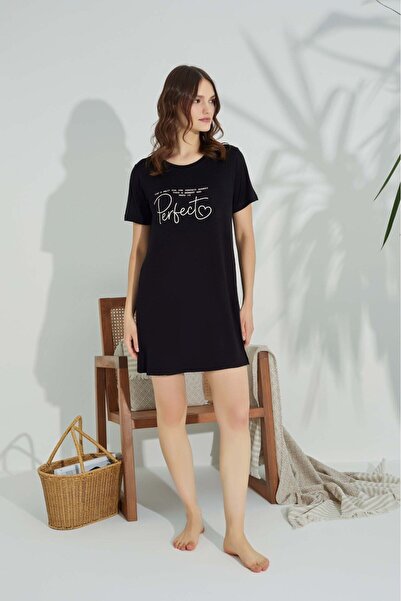 GUAVA+ Women's Crew Neck Draped Lycra Viscose Nightgown Dress Pajamas with Sl...