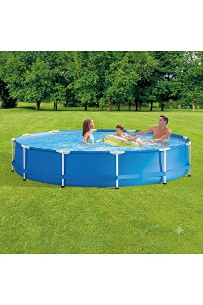 Zâna Casei Piscină rotundă supraterană cu cadru metalic și pompă de filtrare,...