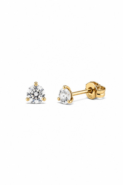 KAIROS JEWELRY 14 Ayar Altın 2.5 mm Tektaş Minimal Zarif Günlük Kadın Küpe