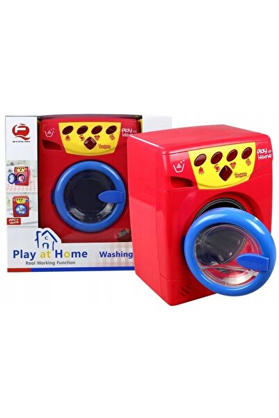 LeanToys Mașină de spălat de jucărie cu baterii, cu tambur cu apă care se des...