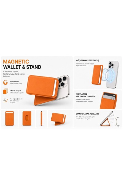 Store Manyetik pu kartlık cüzdan stand özellikli