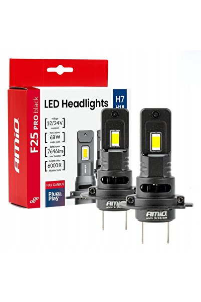 AMIOGO Becuri auto H7 68W 12V / 24V LED PRO NEGRU FULL CANBUS AMIO