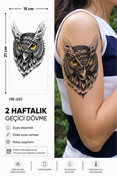 medink tattoo Gerçekci Geçici Renkli Baykuş Desenli Dövme geçici Etiket Kadın...