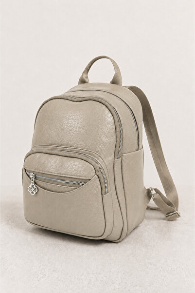 MILANOFOX Women's Beige Functional Multi-Pocket Leather Detailed Daily Leathe...