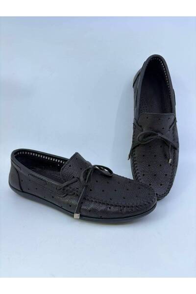 Papuccu Black Lace-Up Men's Genuine Leather Loafer
