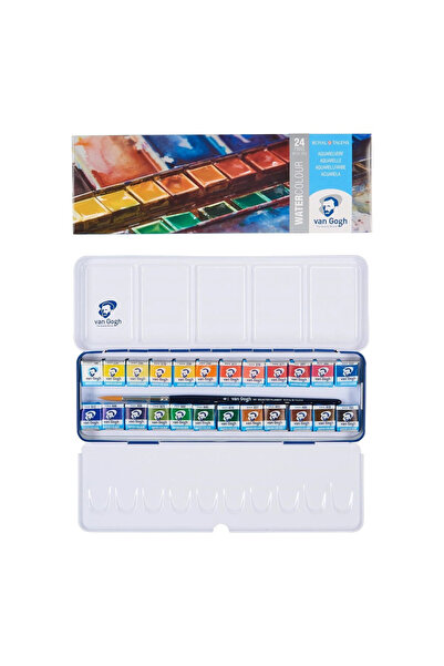 Talens 1/2 Tablet Sulu Boya Seti 24 Renk Metal Kutu