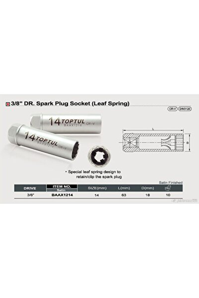 TOPTUL Spark plug socket 14mm