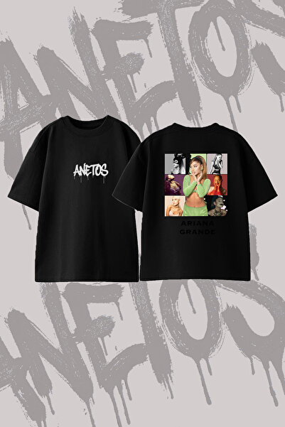 Anetos Ariana Grande_108 Design Back Printed Cotton Black Oversize T-Shirt